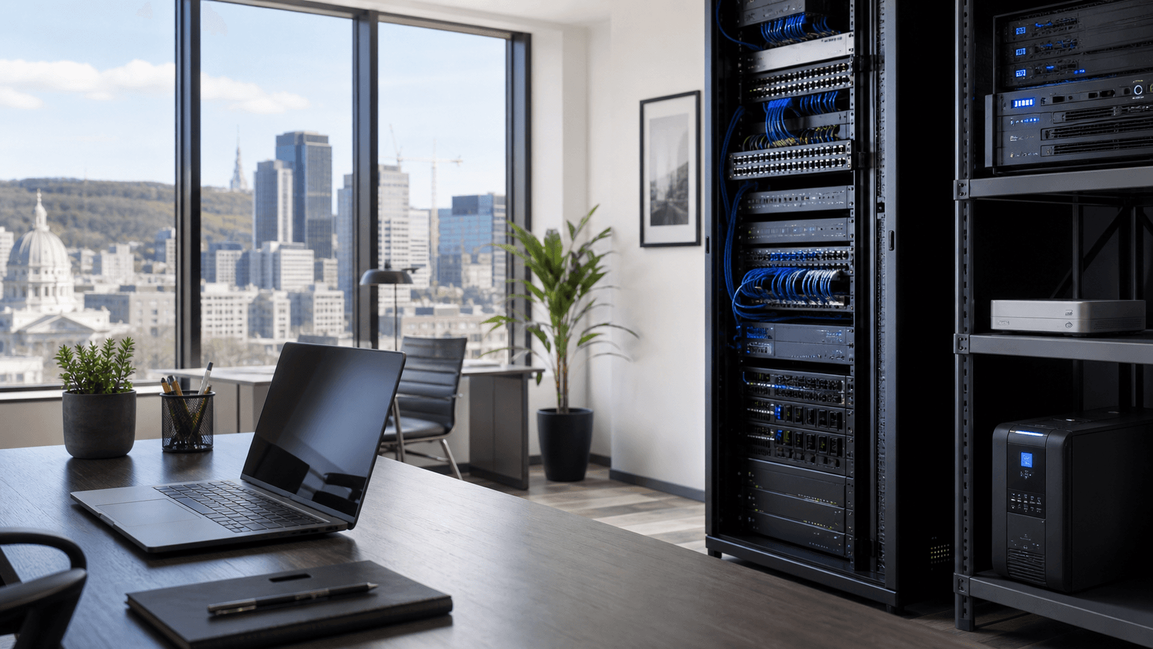 Organized IT workstation and network equipment